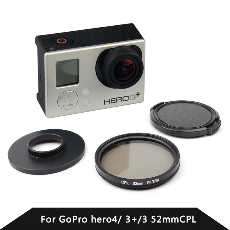 Cpl     filtro 52mm + ˷̴   + gopro hd hero 3/3 +/4 ׼   ĸ